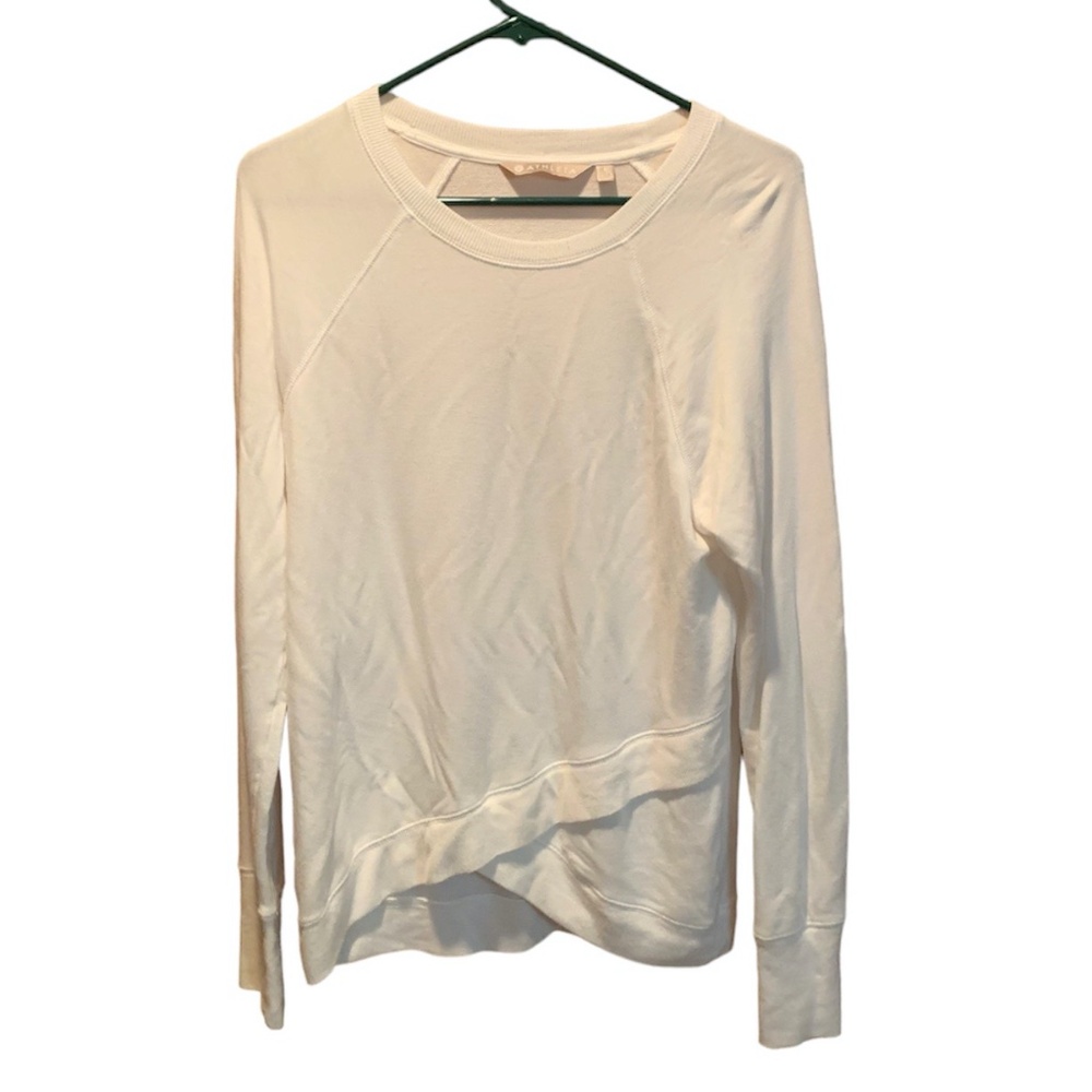 Athleta Criss Cross Pullover Sweatshirt in White Small